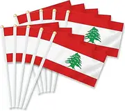 10 PCS Lebanon Handheld Small Flag, Lebanese Hand held Mini Decor Decoration Banner