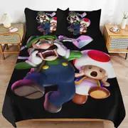 a1442 Luigi\'s Mansion Duvet Cover Set, 3 Piece Bedding Set 86x70" Double Sided Printing Decorative Comforter Cover Set (1 Duvet Cover + 2 Pillow Shams