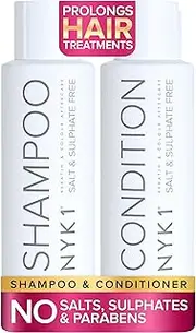 NYK1 Sulphate Free Shampoo And Conditioner Set (500ml x2) Sulphate Free Hair Shampoo And Conditioner Sets for Extensions, Colour and Keratin Treatment - Gentle Cleansing and Prevents Breakage