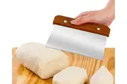 Vivva Stainless Steel Dough Divider Dough Scraper Bread Chopper Scraper Cake Pastry Pizza Cutter Slicer Wooden Handle