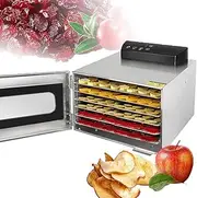 Commercial Food Dehydrator, 6 Trays Fruit Food Dryer Machine with Adjustable Temperature & Timer, Stainless Steel Drying Machine for Meat Vegetables Jerky Herbs Pet Snacks