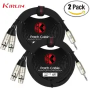 2-PACK Kirlin 3FT 3.5mm TRS - Dual XLR Female Y-Patch Splitter Cable Y-371 PR-03
