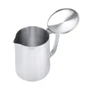 Stainless Steel Coffee Cup Mug Milk Frothing Pitcher Jug with Lid for Latte C...