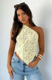 It's A Love Story Lace Top Lemon