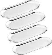 4 Pcs 7 Inch x 3.3 Inch Trinket Tray, Silver Stainless Steel, for Serving Trays Towel Storage Dish Plate Tea Fruit Trays Jewelry Plate Decorative Storage Tray