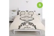 Script Paris Cream Design Quilt Doona Duvet Cover Set