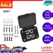 Double 50A Anderson style Plug Grey Flush Mount Bracket Includes 2 x 50Amp Plugs