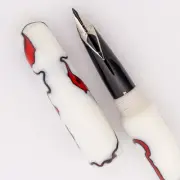 Ranga Abhimanyu Acrylic Fountain Pen - White Red Swirl, Sheaffer Nibs (New)