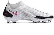 [Nike] Men's Phantom Gt Academy Df Fg/Mg Football Shoe, White Pink Blast Black, 9.5 US