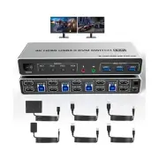 USB 3.0 HDMI KVM Switch Dual Monitors 4 Computers, Supports EDID, 4K@60Hz KVM...