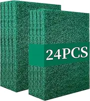 [GUEICN] Heavy Duty Scour Pads Sponge Dish Scrubber Non-Scratch Green Reusable Household Scrub Pads for Kitchen and Dish Cleaning Tool (24Pcs)