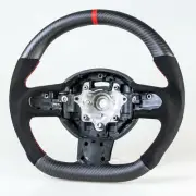 Flat Bottom Matte Carbon Suede Red Steering Wheel For Mini R55 R56 R57 R60 R61 (for: Mini)