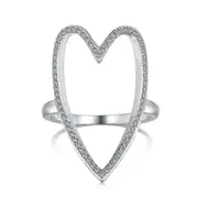 ANYCO Ring Simple Love Zircon Ring S925 Silve Hollow Diamond CZ 5A Cubic Zirconia Heart Rings Jewelry Women