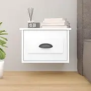 White Wall Mounted Nightstand, Drawer, Wooden Bedroom Furniture, Bedside Table with Drawers for Room and Living Decor Storage, Floating Stand