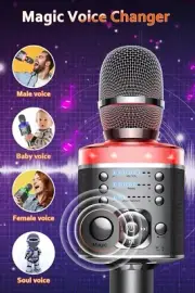 Karaoke Microphone Bluetooth Wireless Mic with Magic Sound LED Light
