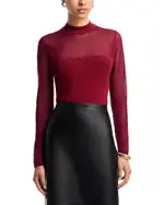 Aqua Sheer Knit Mock Neck Top - Exclusive