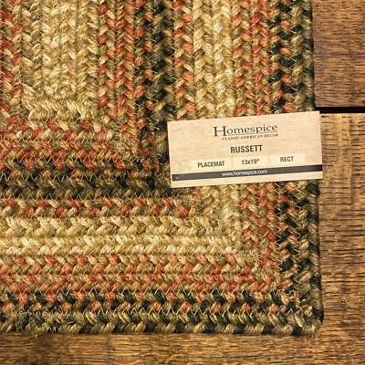 HOMESPICE DECOR RUSSETT BRAIDED JUTE 13”X19” RECTANGLE PLACEMAT ~NEW W/ TAG~