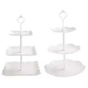 2 Set 3-Tier White Dessert Cake Stand, Plastic Pastry Stand Small Cupcake