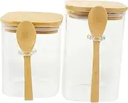 CATIEBYE Sealed Storage Container for Coffee Beans 2 Sets of Glass Jars Jar Scoop for Sugar Tea Containers
