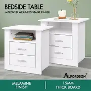 ALFORDSON 2x Bedside Table Nightstand Storage Cabinet Side Table Classic White