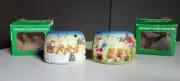 Set of Two (2) Merry Brite by CVS 3D Ceramic Candle Holders - New in Boxes