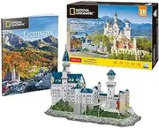 CubicFun 3D Puzzle Neuschwanstein Castle – 128 Piece DIY Model Kit, Educational Toy for Kids & Adults, National Geographic Germany Landmark, No Tools or Glue Needed