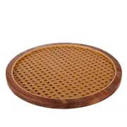 Amalfi Acacia & Rattan Round Serving Board Natural 30x30x1.6cm
