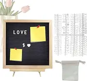 Black Letter Board - Wood Felt Announcement Letterboard - Decorative Changeable Letter Board for Classroom Nursery Hospital Restaurant Cafe Message Display