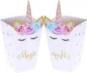 JeVenis Set of 12 Magical Unicorn Party Favor Boxes Unicorn Party Popcorn Treat Boxes Candy Cookie Containers for Baby Shower or Birthday Party Favor Supplies Decorations