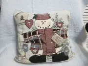 Fashion Decorative Snowman "Bird Seed" Pillow New No Tag 12" X 12"