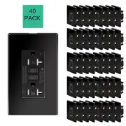 125V 20Amp GFCI Outlet Duplex Receptacles TR WR Wall Socket Black ETL 40PK