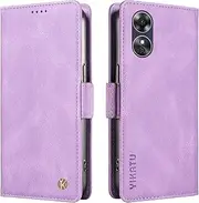 [YBFJCE] Case for Oppo A17, PU Leather Shockproof Durable Phone Wallet Case Protective Flip Folio Cover, for Oppo A17 Case with Card Holder, Purple