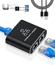 GNUADZ Ethernet Switch 1 to 2 1000Mbps Ethernet Splitter Aluminium Gigabit LAN Splitter with USB C Power Cable Suitable for Computer, Router, Set-Top, Box, TV