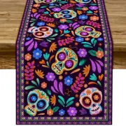 Dia de los Muertos Table Runner Sugar Skull Altar Decor 13" x 72"