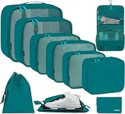 BAGAIL 10 Set Packing Cubes Various Sizes Packing Organizer for Travel Accessories Luggage Carry On Suitcase-Teal
