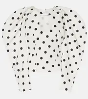 [Nina Ricci] Nina Ricci Polka-dot taffeta top AU 12 white