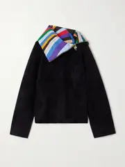 [PUCCI] PUCCI - Silk-satin Trimmed Wool-blend Fleece Half-zip Sweater - Black - x small x small Black