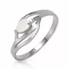 Brand New 0.15 CTW 14K Solid White Gold Ring Natural Opal