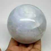 860g,3.3"(84mm) Blue Calcite Sphere Gemstone @Madagascar,Healing Crystal,B20782