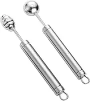 KICHOUSE Fruit Scooper Spoon Set Melon Baller for Home/Cafe/bar 2 Pieces 304 Stainless Steel Easy to Clean