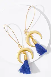 Celeste Crescent Moon Tassel Earrings--IST-CELESTE