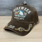 Bike Week Hat Cap Strap Back Brown Motorcycle Biker 2016 Daytona Beach NWT