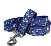 Yellow Dog Design Festive Butterfly Blue Dog Leash 1" Wide and 5' (60") Long, Large