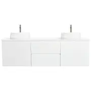 CIBO 1500mm White Nordic Wall Hung Bathroom Vanity With Pod White Matte Basins
