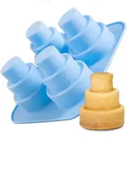 Silicone Bakeware 4 Cavity 3 Tiered Cake Mold Makes 4 Mini 3 Tiered Cakes NEW