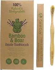 Natural Bristle Bamboo Toothbrush with Boar Bristles - Totally Biodegradable and Compostable - No Nylon Toothbrushes - Zero Waste 12-Pack