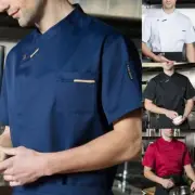 Short Sleeve Chef Work Tops for Both Genders Comfortable and Breathable