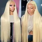 200 Density 613 Bone Straight 13x6 Lace Frontal Human Hair Wig 40 Inch Blonde