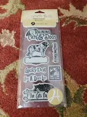 2014 Graphic 45 Raining Cats & Dogs Cling Stamp Set #1 Unmounted Rubber