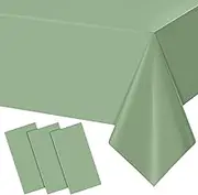 3Pack Sage Green Plastic Tablecloths for Rectangle Tables, Light Green Disposable Tablecloth, Waterproof Sage Green Table Cover for Birthday Bridal Wedding Baby Shower Party Decorations, 54 X 108Inch